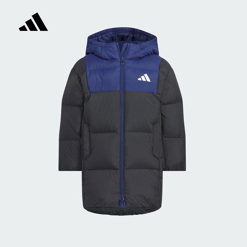 adidas阿迪达斯儿童中长款保暖连帽羽绒服运动休闲外套KB5124