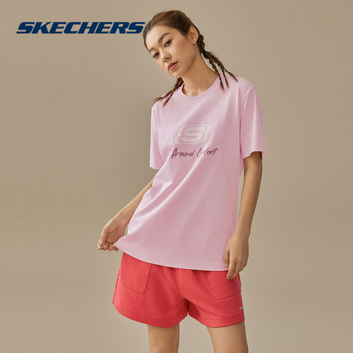 Skechers斯凯奇夏男女同款运动休闲潮流时尚情侣短袖T恤 L225U129