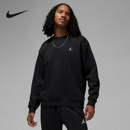 NIKE耐克卫衣男装2023春季款AJ飞人篮球运动加绒套头衫DQ7521-010