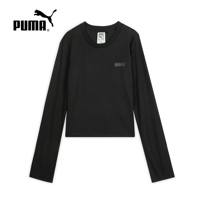 PUMA彪马纯色修身短款上衣ROSE联名款2025秋女长袖T恤 633805-01