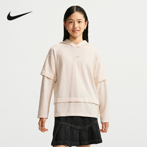 NIKE耐克大童假两件式长袖上衣冬新款男女童休闲宽松 IM4549-102