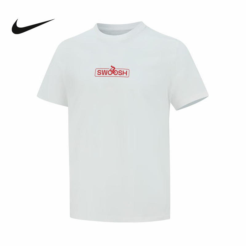 Nike耐克男短袖夏季swoosh图案印花透气休闲运动棉T恤HJ0731-100