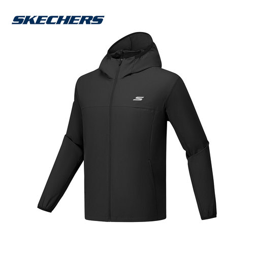Skechers斯凯奇2025秋季新款男士休闲连帽梭织外套 P325M049/0018