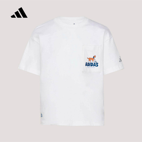 adidas阿迪达斯半袖夏男大童舒适纯棉休闲新款运动短袖上衣KG5992