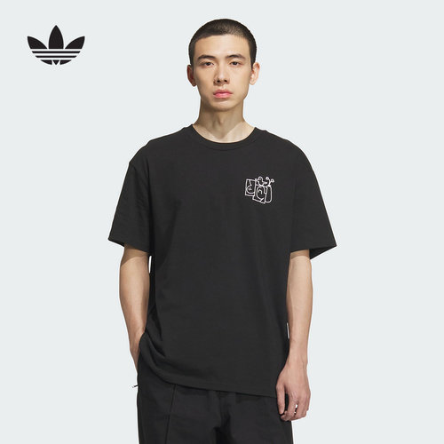 adidas阿迪达斯三叶草冈萨雷斯艺术半袖情侣款滑板短袖T恤 KD1871