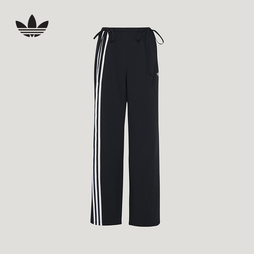 adidas阿迪达斯三叶草休闲宽松梭织运动裤2026夏女缎带长裤KY5688