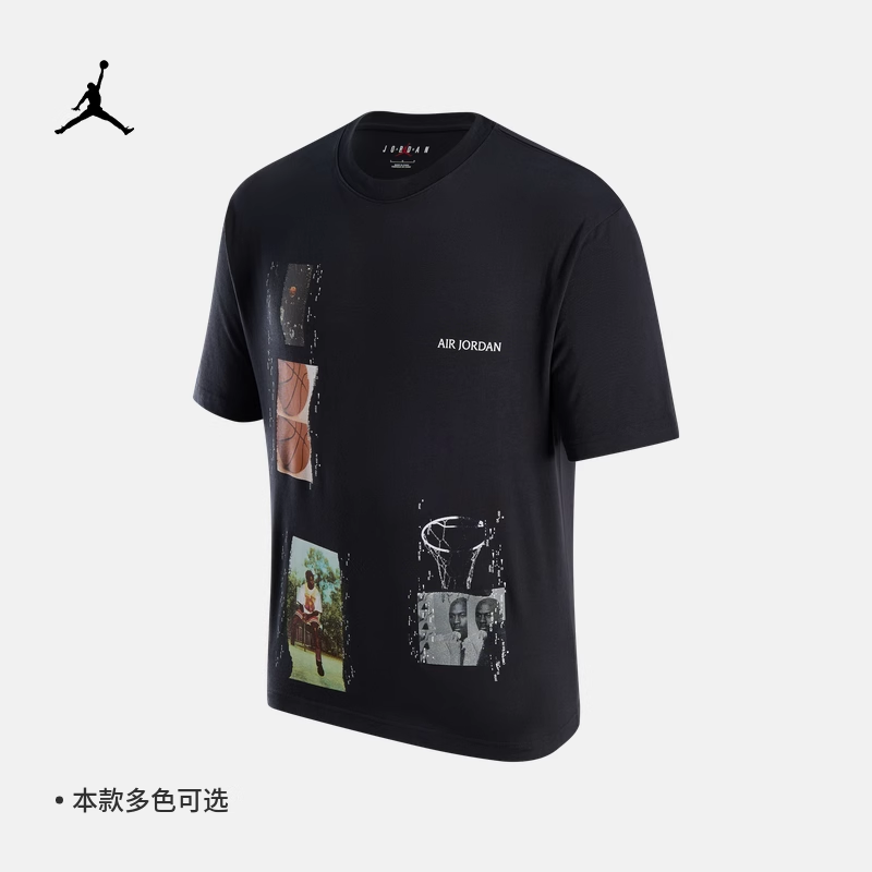 耐克夏季男子JORDAN运动训练休闲圆领短袖篮球印花棉T恤FN5987