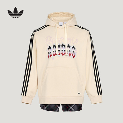adidas阿迪达斯三叶草情人节棉质街头风套头衫中性连帽卫衣KT6374