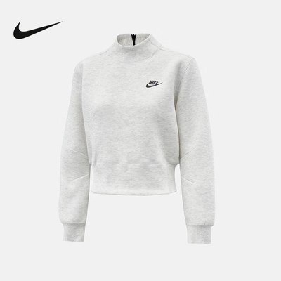 Nike耐克女秋休闲印花小标简约运动卫衣套头企领套头衫HV2797-013
