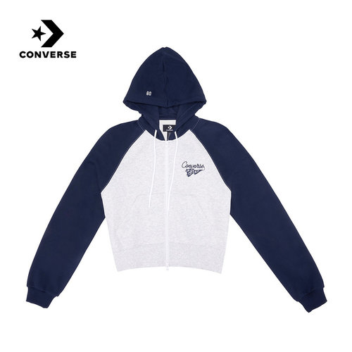 Converse匡威26春新品女子复古潮流撞色连帽短款卫衣 WCJ448-695
