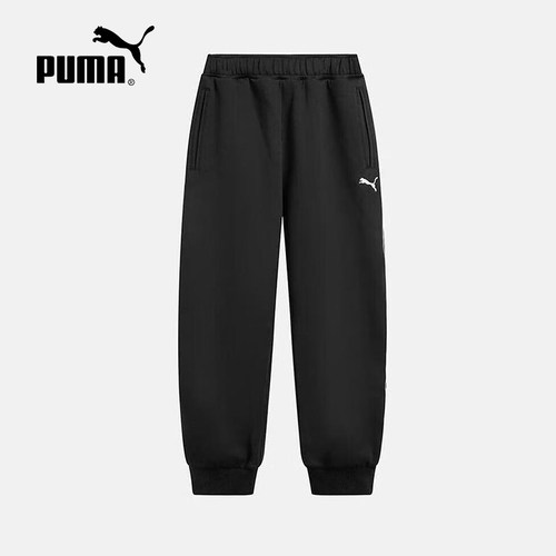 PUMA彪马冬季新款男子休闲运动裤宽松针织束脚黑色长裤 635716-01