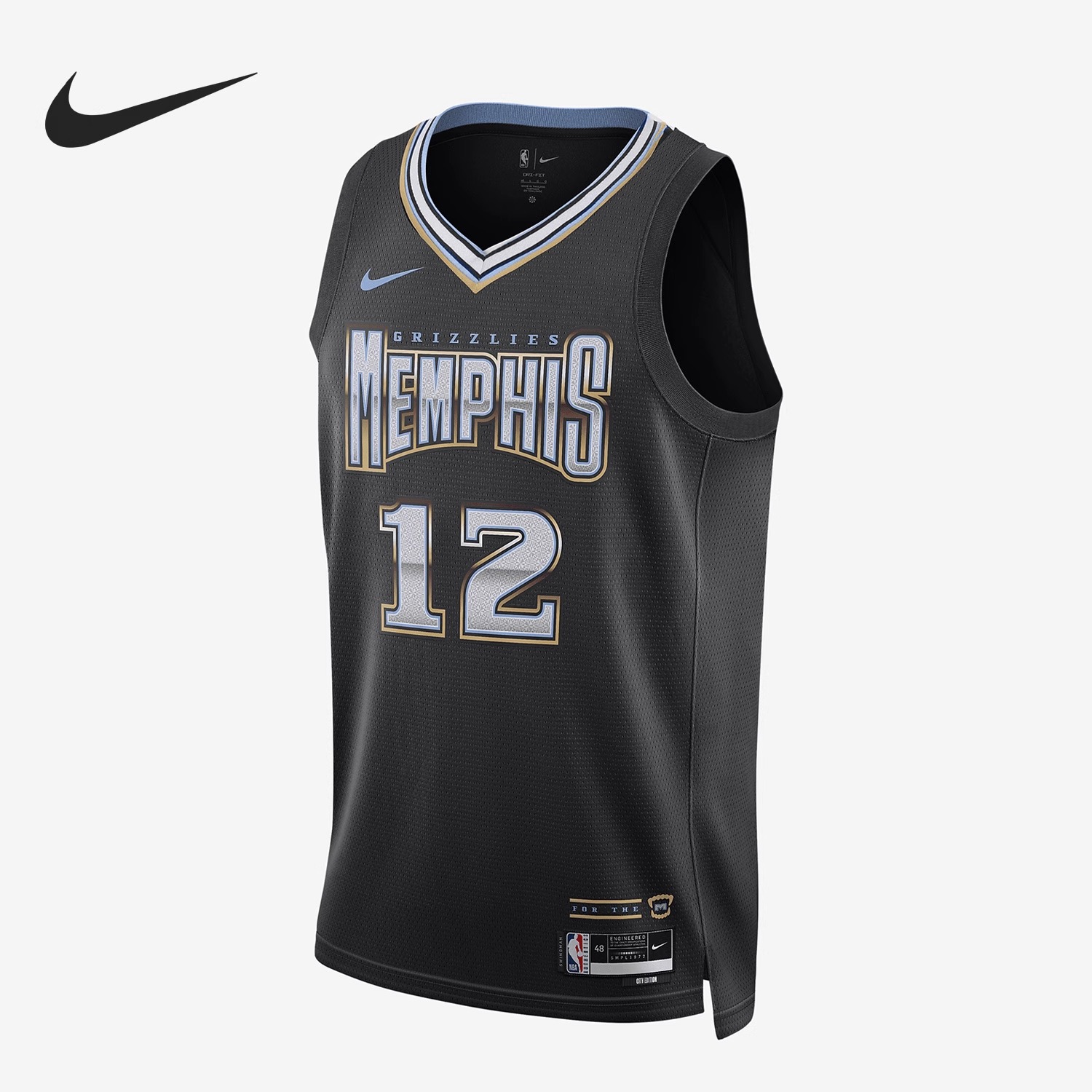 耐克背心 孟菲斯灰熊队DRI-FIT NBA球衣速干无袖T恤男DO9598-010
