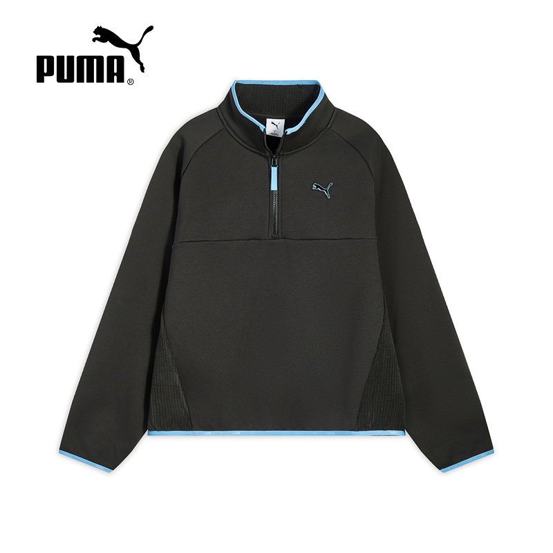 PUMA彪马冬季新款男子半拉链宽松休闲运动加绒保暖卫衣635725-01