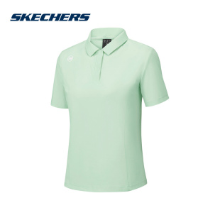 Skechers斯凯奇2025夏女运动短袖 01XB 休闲舒适POLO衫 P225W170