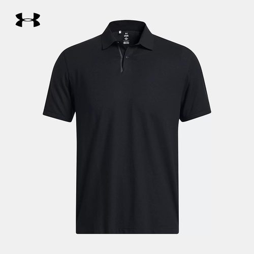 UA安德玛男子短袖运动POLO衫2025夏季新款黑色速干t恤1385128-001