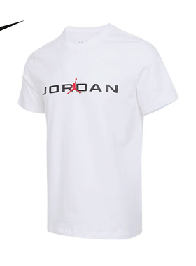 JORDAN耐克男短袖25夏新款AJ印花棉质透气白色运动T恤IB7354-101
