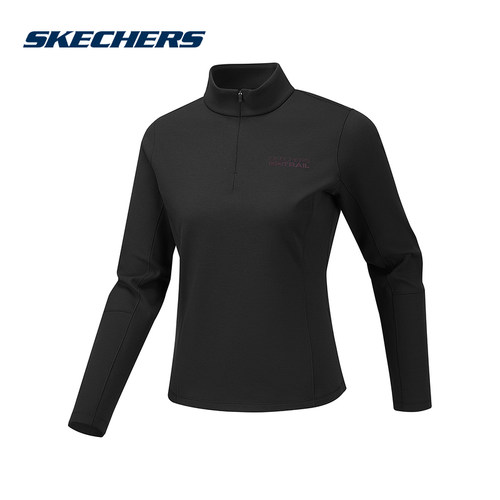 Skechers斯凯奇2026新款秋冬女士针织半开长袖T恤衫P426W054-05YB