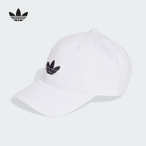 adidas阿迪达斯2025秋男女同款运动棒球帽鸭舌帽白色遮阳帽JC6025