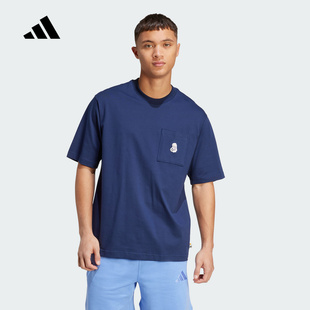 JL9236 T恤 adidas阿迪达斯卡通小狗印花半截袖 2025秋男足球风短袖