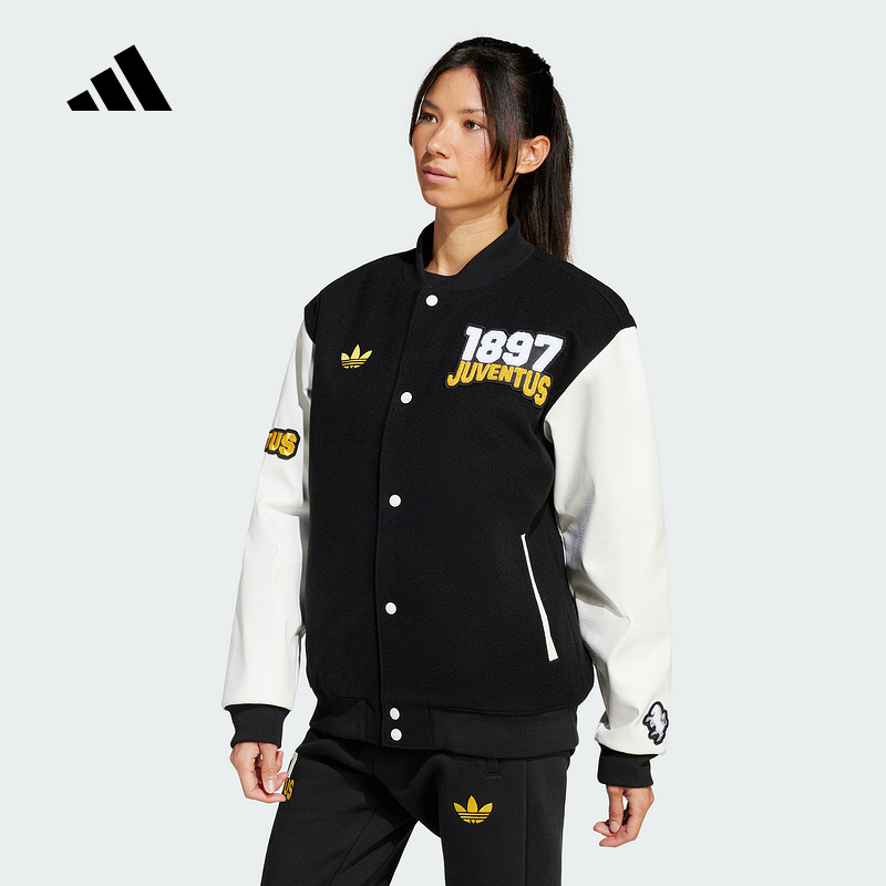 阿迪达斯尤文图斯足球休闲文化美式校园风保暖运动宽松棉服JF045