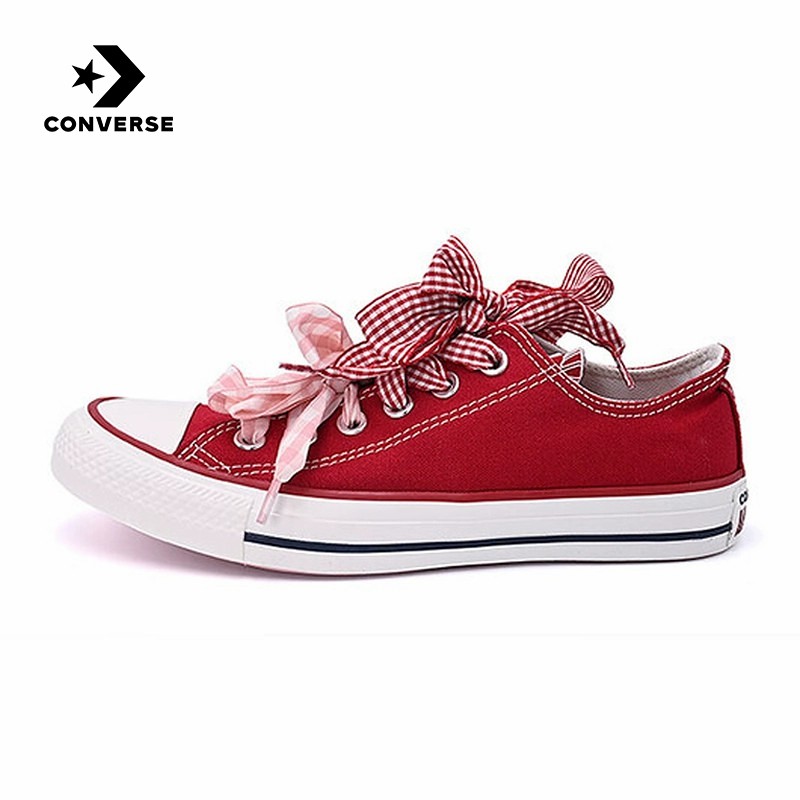 Converse匡威新款女时尚潮流红色低帮板鞋百搭休闲帆布鞋A13662C
