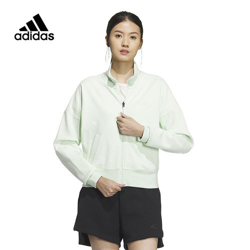 阿迪达斯梭织夹克女子2024春季新款健身运动服休闲跑步外套IM8849