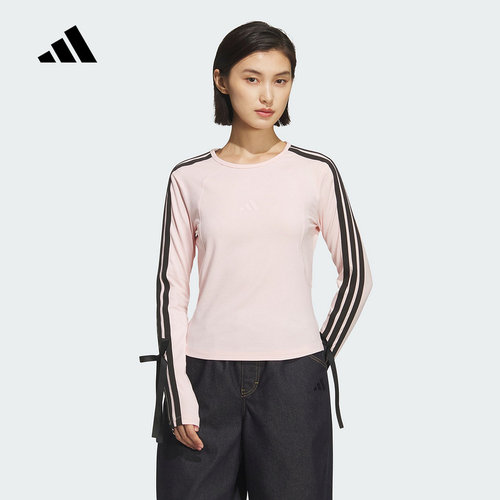 adidas阿迪达斯秋季新款三条纹舞动系列运动休闲女长袖T恤KG3860