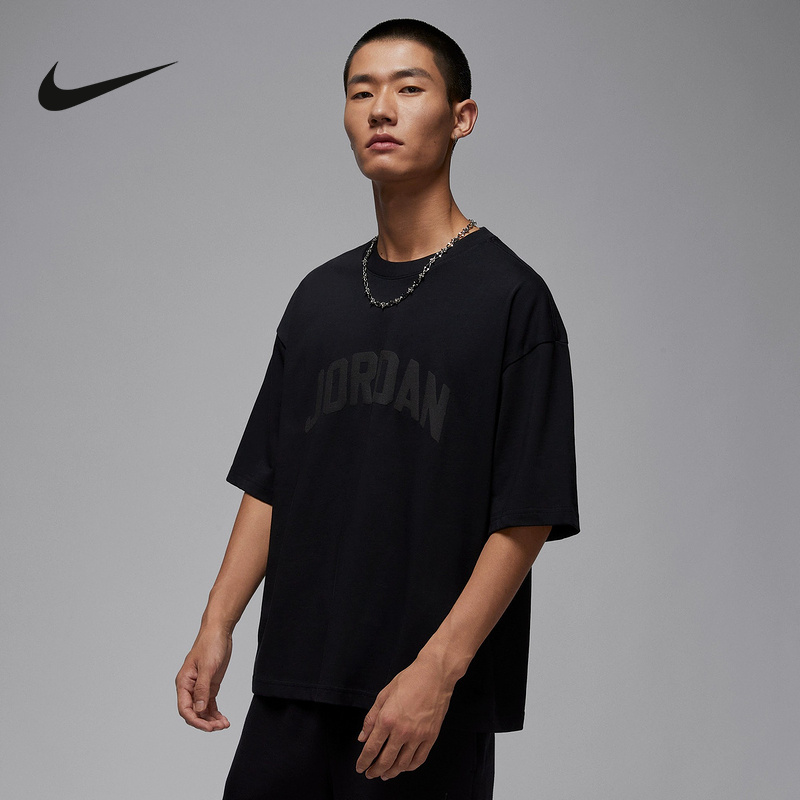 Nike耐克Jordan短袖T恤男夏新款印花篮球黑色运动上衣 HQ8936-010
