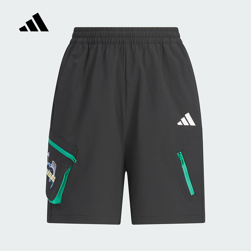 adidas阿迪达斯夏季男大童透气运动短裤宽松舒适休闲五分裤JM7989