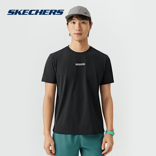 Skechers斯凯奇夏男子针织短袖跑步运动休闲速干透气T恤 P226M142