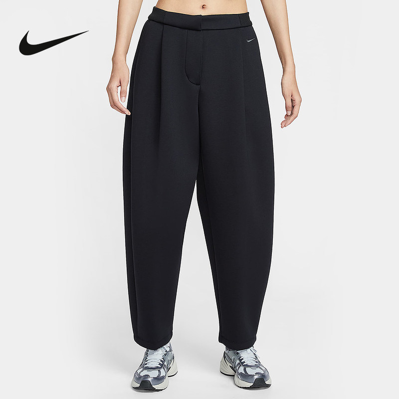 Nike耐克女裤春秋百搭休闲裤刺绣小勾中腰柔软宽松长裤HV1965-010