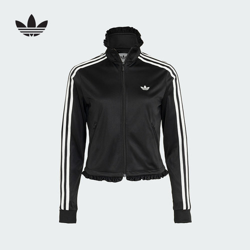 adidas阿迪达斯三叶草夹克秋女针织Firebird褶皱漏斗领外套LG4308