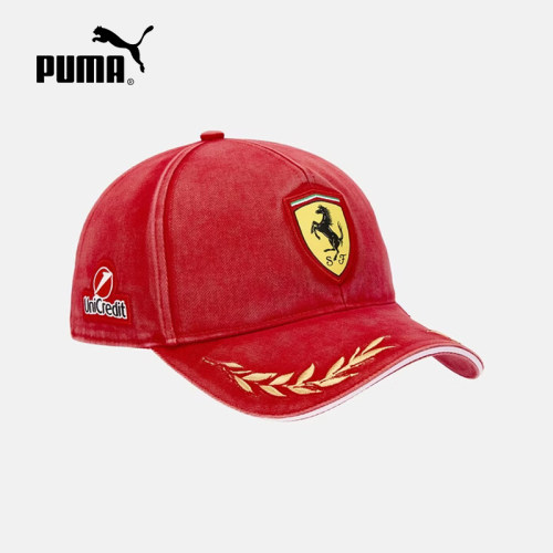 PUMA彪马红色复古法拉利赛车系列男女同款运动休闲帽子 027497-01