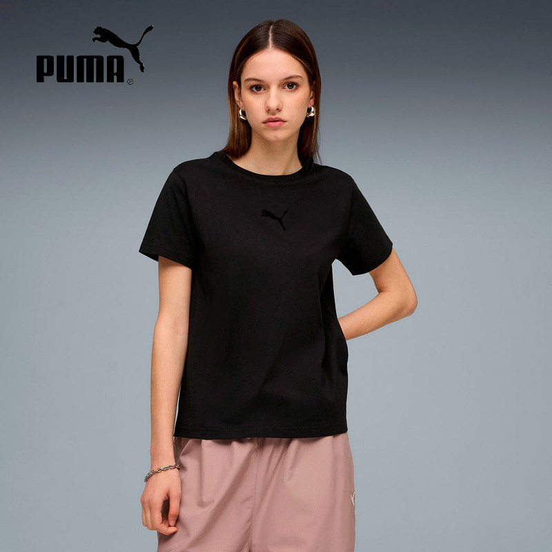 PUMA彪马黑色简约透气半截袖2026春夏新款女短袖T恤 637