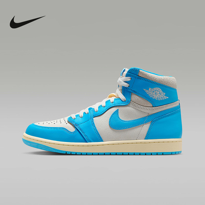 Nike耐克男鞋Air Jordan 1 AJ1蓝白北卡蓝 高帮篮球鞋DZ5485-402