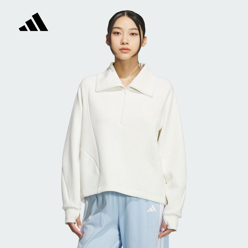 adidas阿迪达斯冬季新款半开襟运动休闲宽松女卫衣套头衫 KF2544