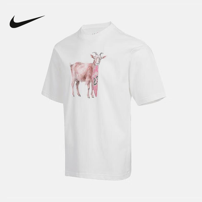 NIKE耐克短袖男夏新款Jordan山羊图案印花宽松运动T恤IF0787-100