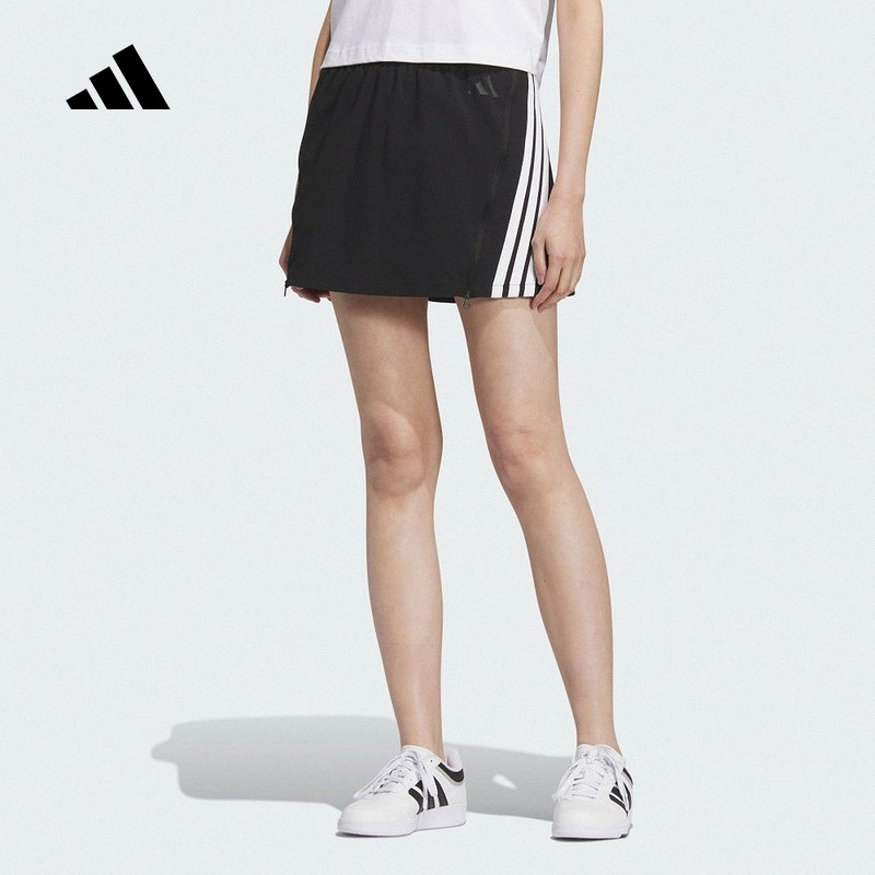 adidas阿迪达斯秋季新款三条纹裙裤女子拉链运动休闲半裙 KB7603