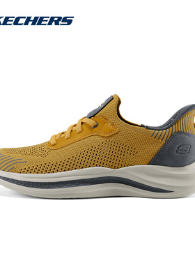 Skechers斯凯奇男士新款透气闪穿鞋网面轻便舒适休闲运动鞋211086