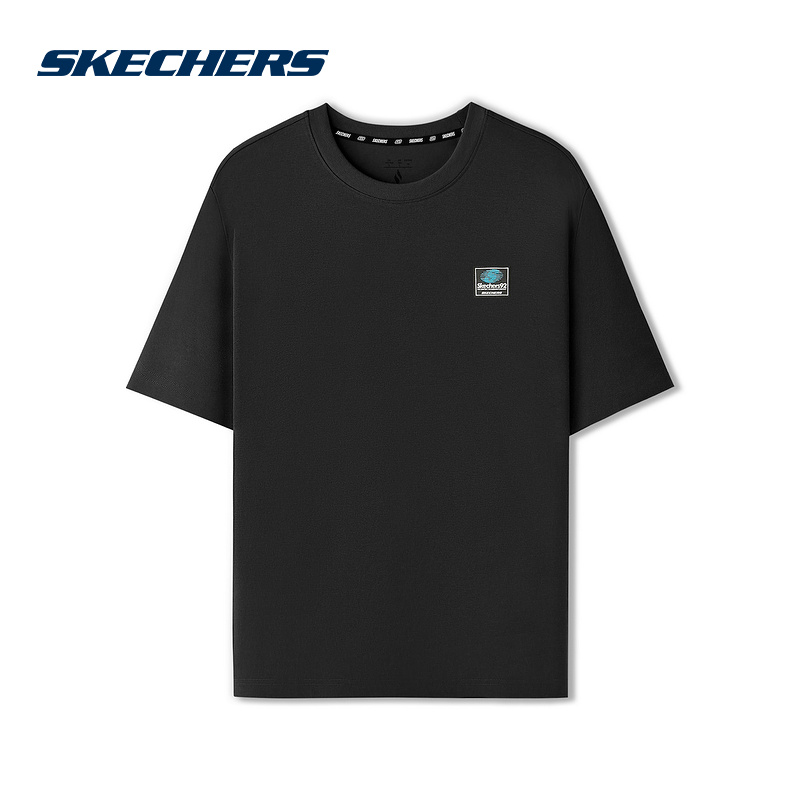 Skechers斯凯奇男女同款针织舒适宽松圆领短袖T恤衫L225U050/0018