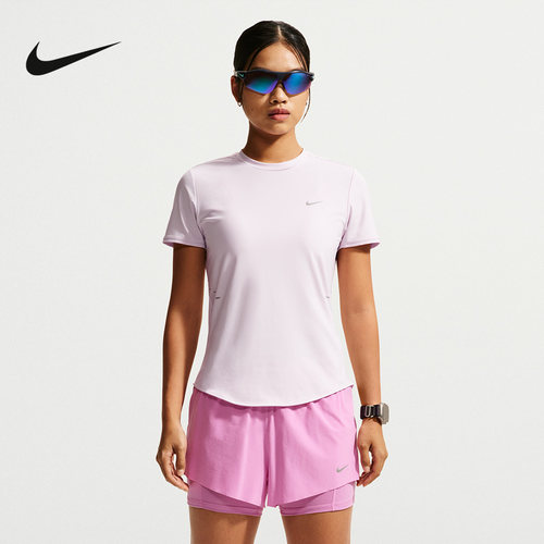 NIKE耐克女短袖夏新款DRI-FIT速干跑步上衣反光运动T恤HM9699-583