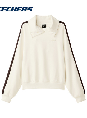 Skechers斯凯奇2025冬男女同款针织套头衫翻领卫衣 L424W028-00V7