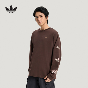 adidas阿迪达斯三叶草大LOGO棉质套头上衣2026春男长袖T恤 KR5045