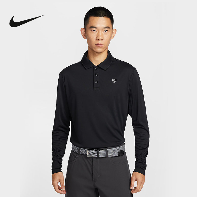 NIKE耐克男子轻薄高尔夫翻领T恤春新款长袖速干POLO衫IB0