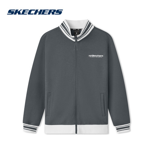 Skechers斯凯奇秋季新款男子运动休闲立领针织外套 L325M003-013P