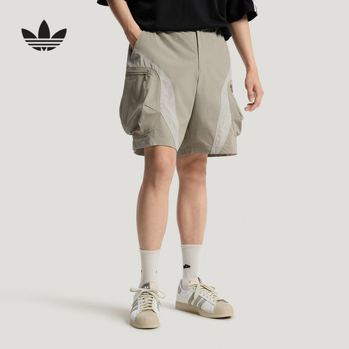 adidas阿迪达斯多口袋工装中裤五分裤夏男三叶草梭织短裤 LE7347