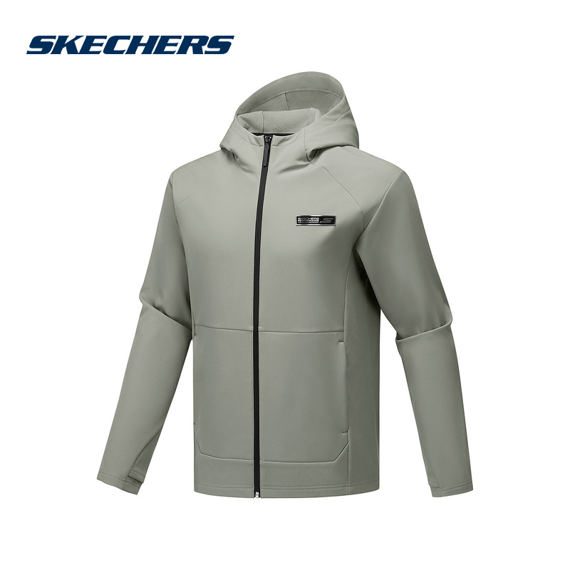 斯凯奇2025秋季暮雨3.0软壳拉链运动外套百搭舒适 P425M075-01DR