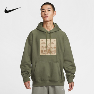 印花休闲针织卫衣HV4115 新款 222 冬季 Nike耐克男子加绒套头连帽衫