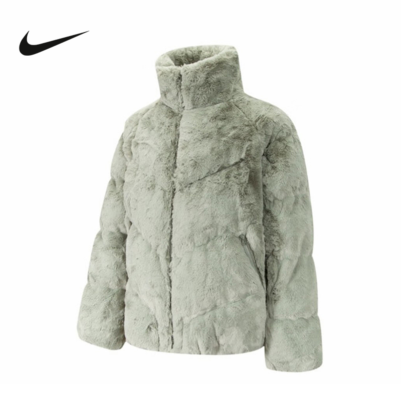 NIKE耐克棉衣外套女2025冬季保暖棉服人造皮草毛绒夹克FV8