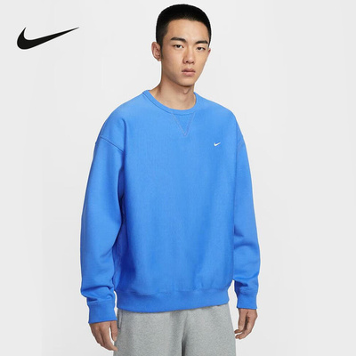 NIKE耐克男子加绒卫衣春季新款刺绣宽松圆领休闲套头衫HV1087-452
